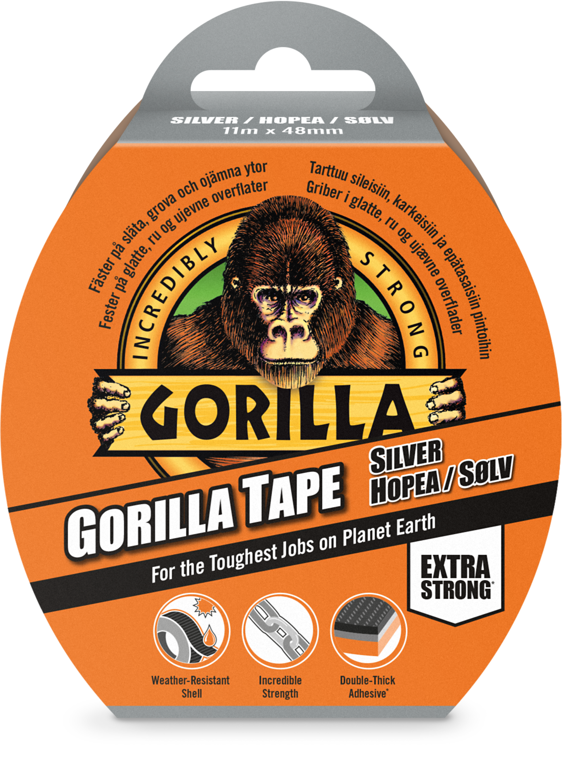 Gorilla Tape Sølv 11m x 48mm