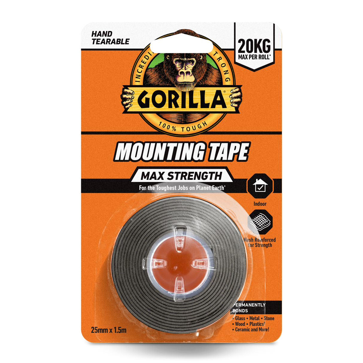 Gorilla monteringstape maks. styrke 1,5 m sort