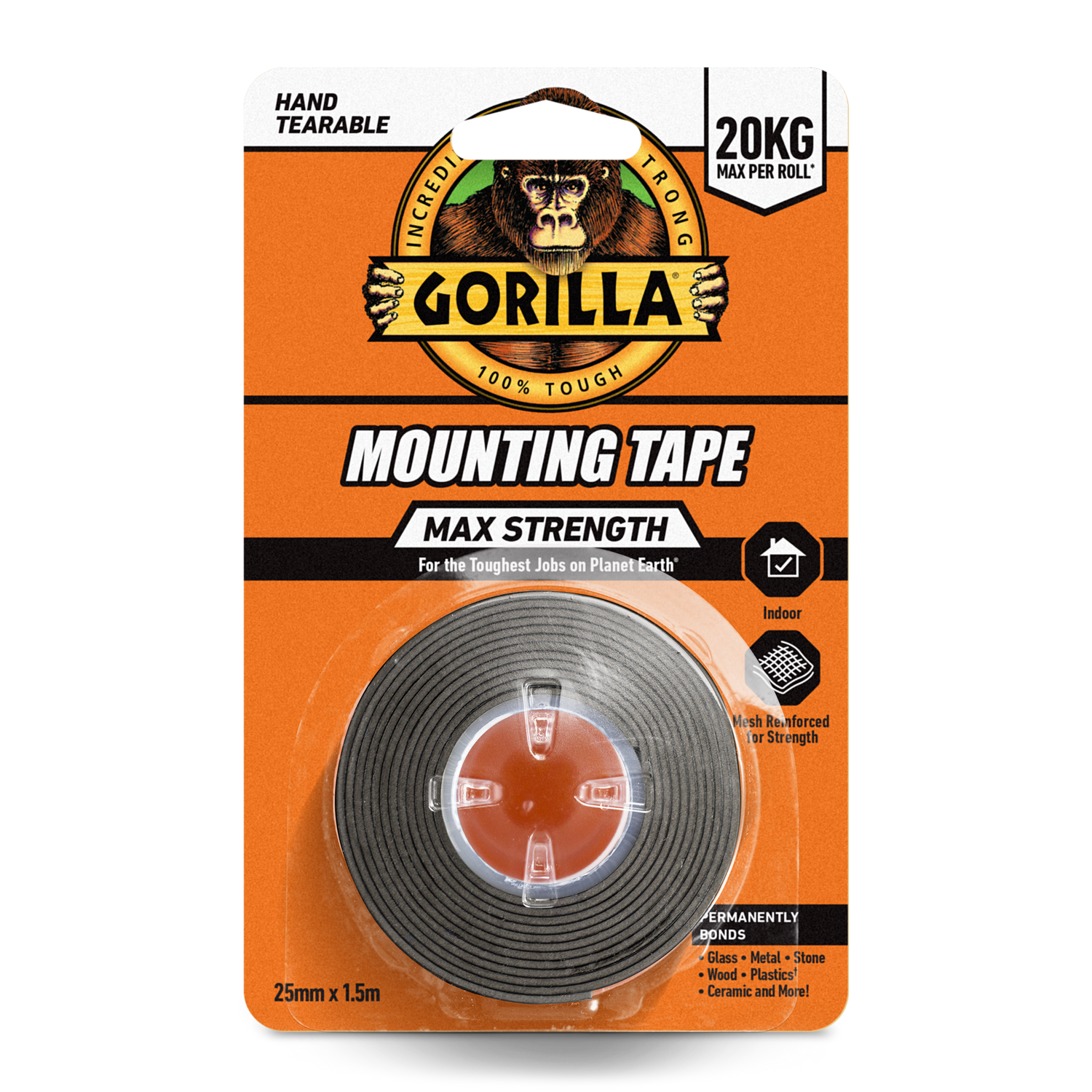 Gorilla monteringstape maks. styrke 1,5 m sort