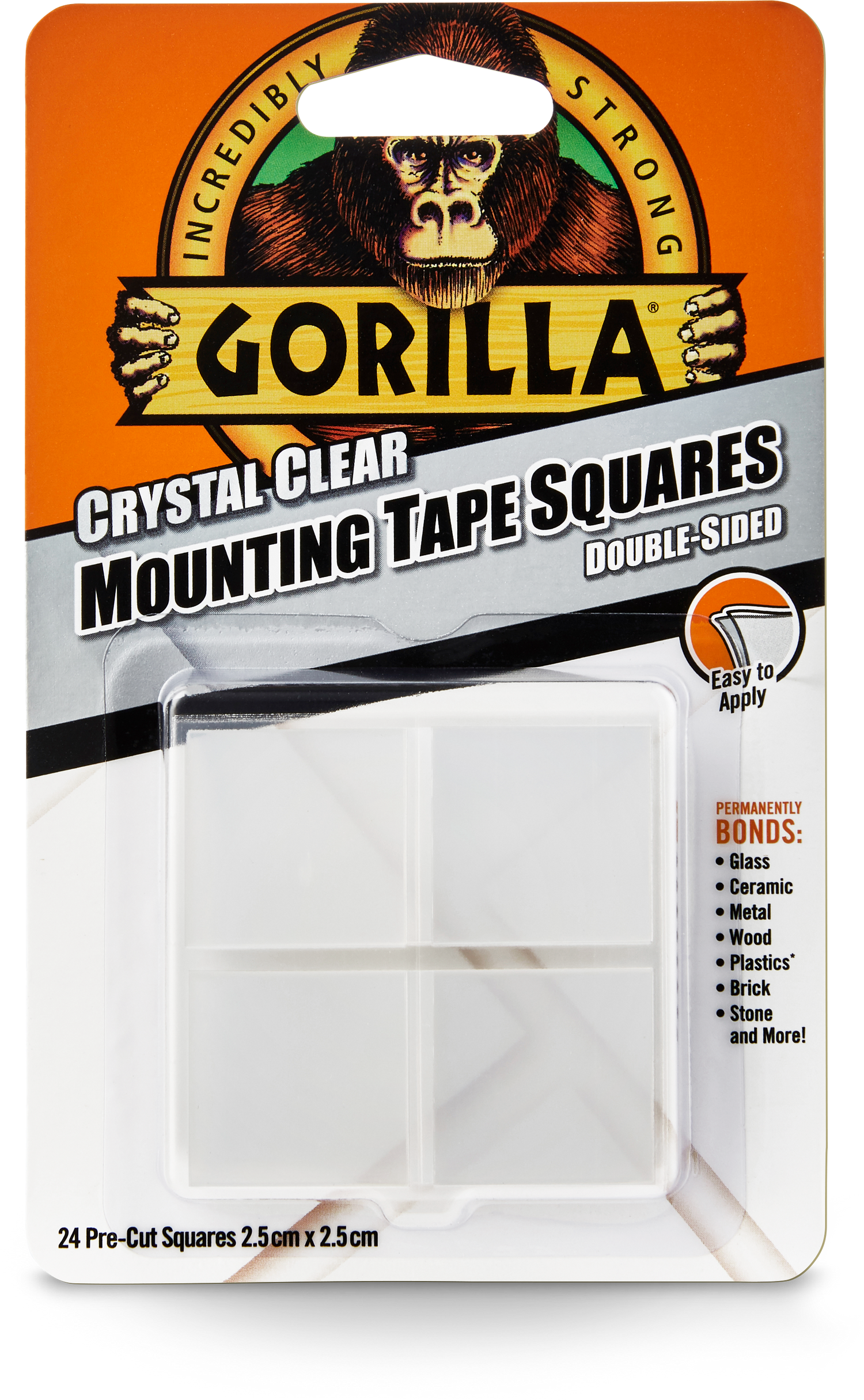 Gorilla monteringstape firkanter 24 stk. 2,5 x 2,5 cm